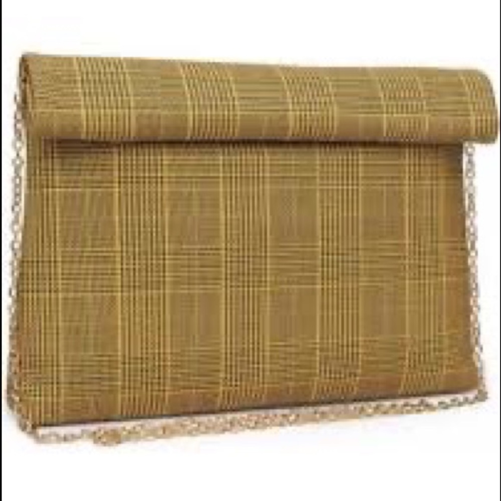 MODA LUXE mustard plaid clutch